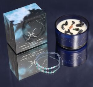 Зодијак кристална свеќа со нараквица од скапоцени камења - Риби