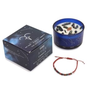 Зодијак кристална свеќа со нараквица од скапоцени камења - Овен - Image 2