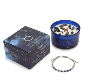 Зодијак кристална свеќа со нараквица од скапоцени камења - Бик