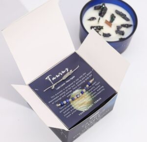 Зодијак кристална свеќа со нараквица од скапоцени камења - Бик - Image 2