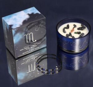 Зодијак кристална свеќа со нараквица од скапоцени камења - Шкорпија - Image 2